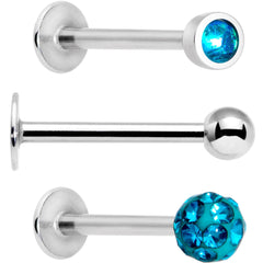 Teal Press Fit Faux Opal Labret Monroe Tragus 3 Pack Set