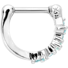 16G 5/16 Aqua Gem Sparkle Hinged Cartilage Clicker