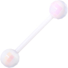 Pink Red Disco Ball Bioplast Barbell Tongue Ring Set of 4