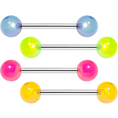 Multi Color Translucent Blast Ball Barbell Tongue Ring Set of 4