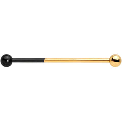 14G Black and Gold Tone Two Tone Industrial Barbell 38mm