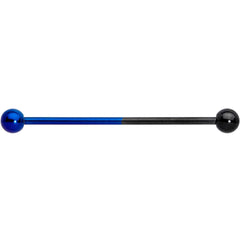 14G Black and Blue Two Tone Industrial Barbell 38mm