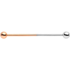 14G Rose Gold Tone and Steel Two Tone Industrial Barbell 38mm
