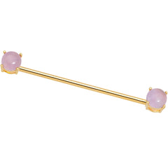 Pink Amethyst Gold Tone End to End Industrial Barbell 38mm