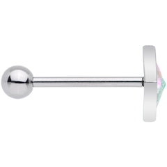 White Rainbow Gem Rhombus Barbell Tongue Ring