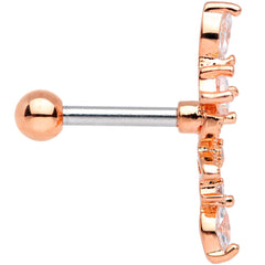 Clear CZ Gem Rose Gold Tone Flower Cascade Cartilage Tragus Earring
