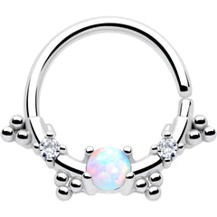 16G 3/8 White Synthetic Opal Luminous Seamless Circular Ring