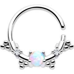 16G 3/8 White Synthetic Opal Luminous Seamless Circular Ring