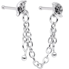 20G 1/4 Autumn Fall Leaves Chain Dangle Double Nose Bone