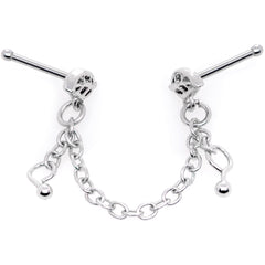 20G 1/4 Autumn Fall Leaves Chain Dangle Double Nose Bone