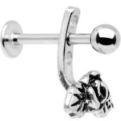 16G 3/8 Kissed Rose Flower Dangle Cartilage Tragus Helix Piercing