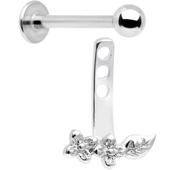 16G 3/8 Leafy Flowers Dangle Cartilage Tragus Helix Piercing