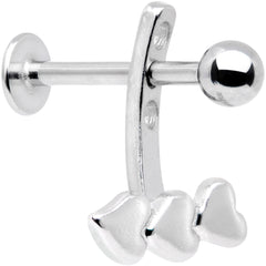 16G 3/8 Triple Heart Dangle Cartilage Tragus Helix Piercing