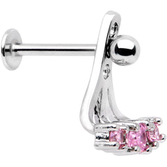 Pink Gem Triplet Fan Dangle Cartilage Tragus Helix Piercing