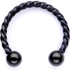 16G 3/8 Pink Faux Opal Black Anodized Horseshoe Closure Ring Set