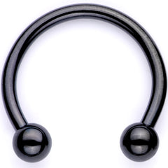 16G 3/8 Teal Faux Opal Black Anodized Horseshoe Closure Ring Set
