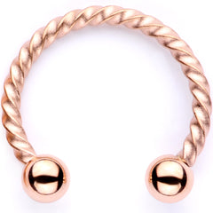 16G 3/8 Pink Faux Opal Rose Gold Tone Horseshoe Closure Ring Set
