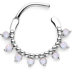 16G 3/8 White Faux Opal Twisted Hoseshoe and Clicker Set of 3