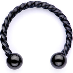 16G Pink Faux Opal Black Anodized Twisted Horseshoe Clip On Fake Septum Ring Set