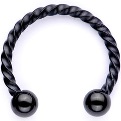 16G Teal Faux Opal Black Anodized Twisted Horseshoe Clip On Fake Septum Ring Set