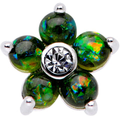 16G 1/4 Green Faux Opal CZ Flower Cartilage Tragus
