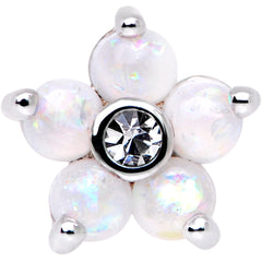 16G 5/16 White Faux Opal CZ Flower Cartilage Tragus