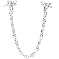 20G 1/4 Daring Dragonfly Chain Dangle Double Nose Bone