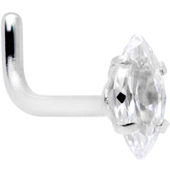 18G 1/4 Clear CZ Gem Ellipse L Shape Nose Ring