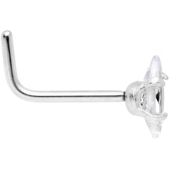 20G 1/4 Clear CZ Gem Ellipse L Shape Nose Ring