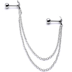 16G 1/4 Halloween Skeleton Hands Cartilage Chain Earring
