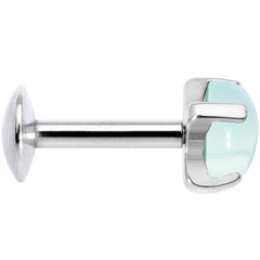 16G 1/4 Green Jade Internally Threaded Labret Monroe Tragus