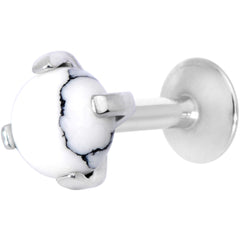 16G 1/4 White Howlite Internally Threaded Labret Monroe Tragus