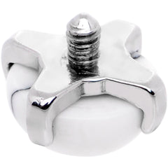 14G Natural White Howlite Externally Threaded Dermal Anchor Top