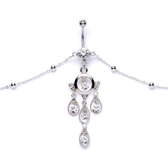 Clear Gem Dancing Queen Chandelier Dangle Belly Ring Belly Chain
