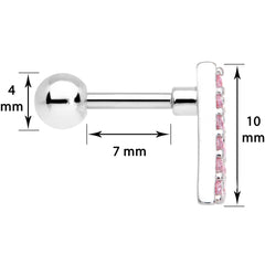 16G 1/4 Pink Gem Triangle Cartilage Tragus
