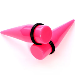 Flirty Fuchsia Lightweight Pink Acrylic Straight Taper Set 10mm to 18mm