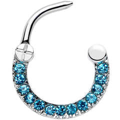 16G 5/16 Blue Gem Paved Glamour Cartilage Clicker