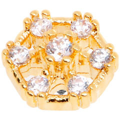 14G Clear Gem Gold Tone Externally Threaded Dermal Anchor Top