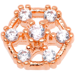 14G Clear Gem Rose Flower Tone Externally Threaded Dermal Anchor Top