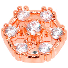 14G Clear Gem Rose Flower Tone Externally Threaded Dermal Anchor Top
