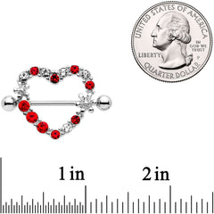 14G 7/8 Red Clear Gem Loves Garden Nipple Shield Set