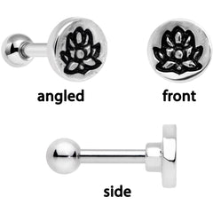 16G 1/4 Green Gem Lotus Flower Cartilage Tragus Earring Set of 3