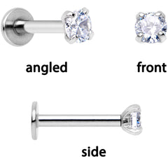 16G 1/4 Clear Gem Red Rose Flower Cartilage Tragus Earring Set of 3