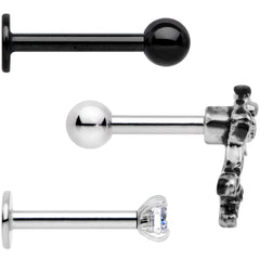 16G 1/4 Clear Gem Springtime Cartilage Tragus Earring Set of 3