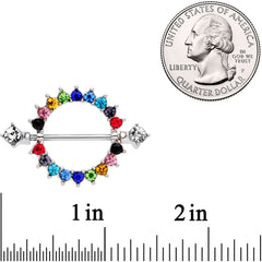 14G 9/16 Multicolor Gem Rainbow Wonderland Nipple Shield Set