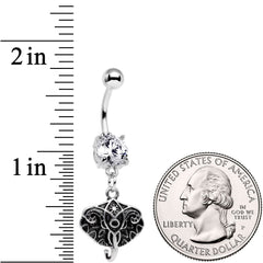Clear Cubic Zirconia Gem Elephant Inspired Abstract Dangle Belly Ring
