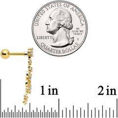 16G 1/4 Clear CZ Gem Gold Tone Flower Left Ear Cartilage Earring