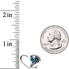 16G 3/8 Blue CZ Gem Mermaid Treasure Left Heart Closure Ring