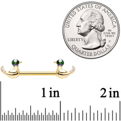 14G 9/16 Clear Gem Gold Tone Just Ducky Barbell Nipple Ring Set