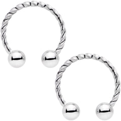 14G 1/2 9/16 Blue Seashell Twisted Horseshoe Nipple Jewelry Set